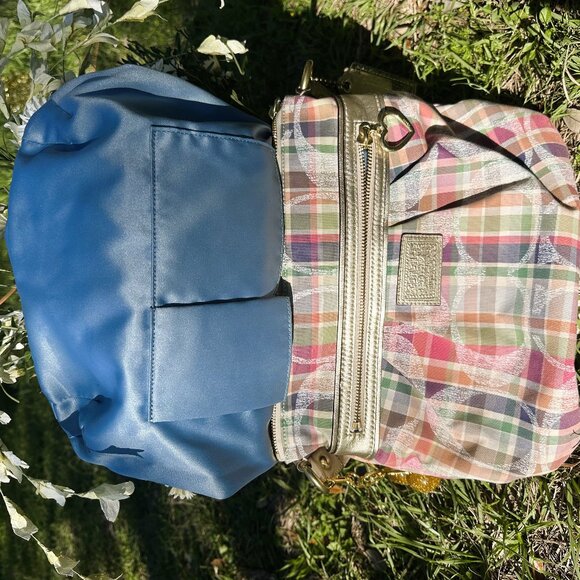 Coach Poppy Daisy Madras Pastel Tartan Plaid Crossbody Purse - Picture 10 of 16